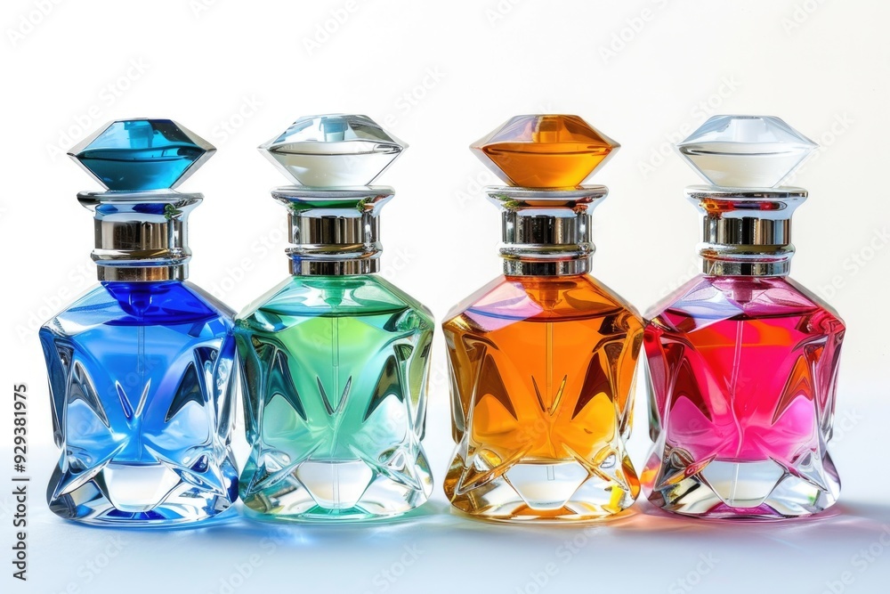 Aufkleber Group of colorful perfume bottles on a shelf or counter