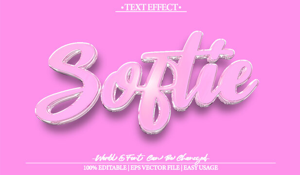 Soft Vector Text Effect Editable Alphabet Pink Skin Softee Elegant