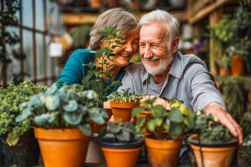 Smiling pensioners are enjoying looking after the potted plants