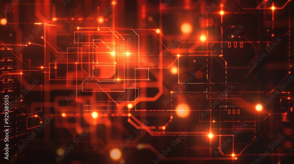 Poster abstract ai technology with floating geometric shapes and glowing lines, illustrating data processin