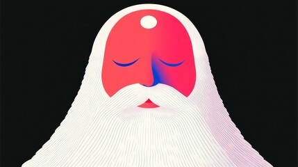 A tranquil figure with a beard and vibrant colors exudes calmness and wisdom