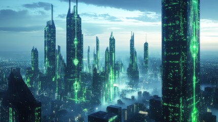 Futuristic city in a style of cyber world