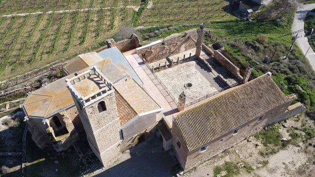 Top view of the monastery of Our Lady of Angels. Catalonia. Spain