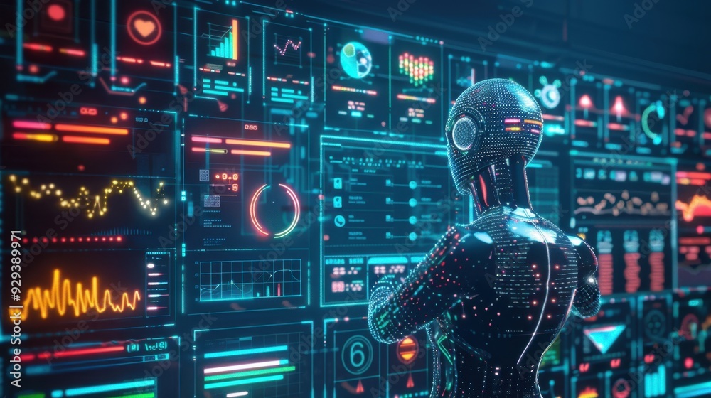 Poster conceptual image of ai analyzing social media trends with real-time data visualizations.
