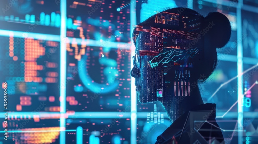 Poster conceptual image of ai analyzing social media trends with real-time data visualizations.