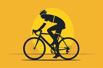 Obraz premium A person on a bicycle approaching the sun's warm glow, perfect for outdoor and nature-themed projects