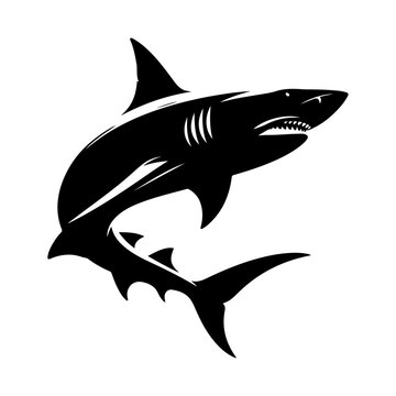 recommend clip art: Shark silhouette, vector black color silhouette solid white background 