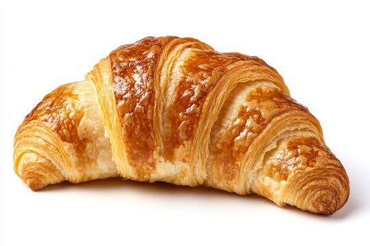 Croissant , A buttery, flaky, and crescent-shaped pastry, often enjoyed for breakfast or as a snack. Isolated on White Background