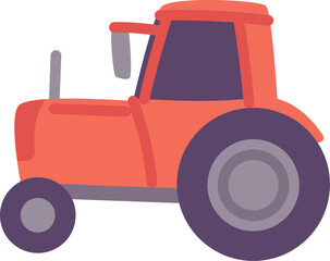 Red tractor color icon. Agricultural farm transport