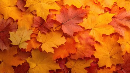 Fototapeta premium Autumn leaves in various shades of orange, red, and yellow