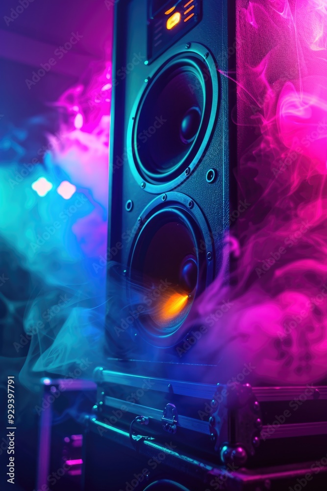 Aufkleber a speaker with visible smoke or steam emanating from its surface
