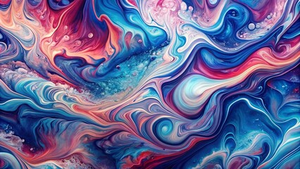Obraz premium Abstract fluid art background, marbled patterns in vibrant blues and pinks, dynamic and artistic
