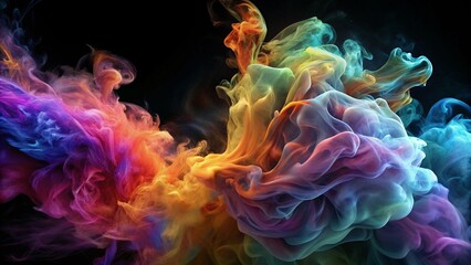 Abstract smoke background, colorful wisps of smoke on a dark backdrop, mysterious and dynamic