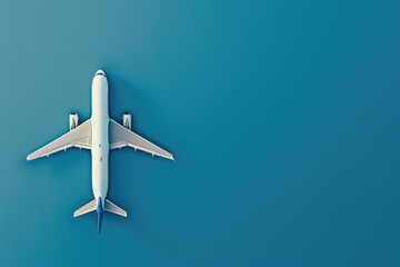 An airplane soaring through a clear blue sky