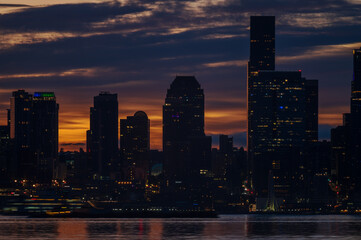 Seattle, Washington Skyline Just Before Sunrise. Beautiful morning looking at the cityscape across...