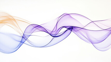 Abstract Purple And Blue Waves On White Background With Light Orange Lines.
