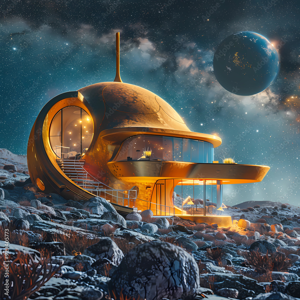 Wall mural cosmic dust collection point 3d rendering - techniques for gathering interstellar particles