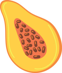 Papaya color icon. Fruit half cut symbol