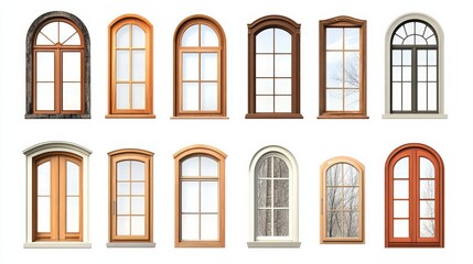 Obraz premium Window Design Set, Isolated On White Background, Ideal For Home Improvement And Architectural Projects. . Generative ai