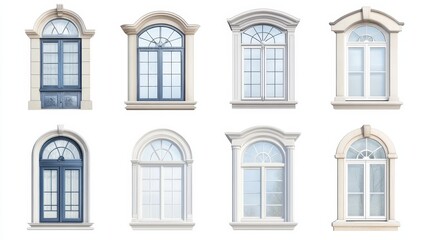 Obraz premium Window Design Set, Isolated On White Background, Ideal For Home Improvement And Architectural Projects. . Generative ai