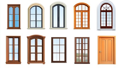 Obraz premium Window Design Set, Isolated On White Background, Ideal For Home Improvement And Architectural Projects. . Generative ai