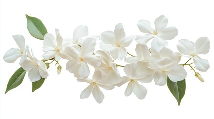 Fototapeta premium White Jasmine Flowers, Isolated On White Background, Ideal For Fragrance And Floral Products Promotions . Generative ai
