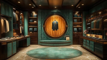 bespoke tailors atelier in neoart deco style holographic fabric swatches aiassisted design consoles luxurious textures