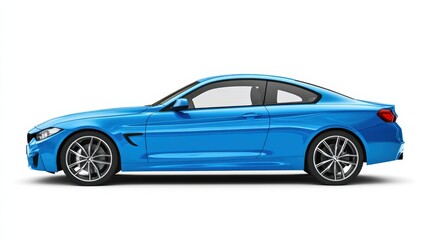Fototapeta premium Blue Car Side View, Isolated On White Background, Perfect For Automotive Advertisements And Promotions. . Generative ai