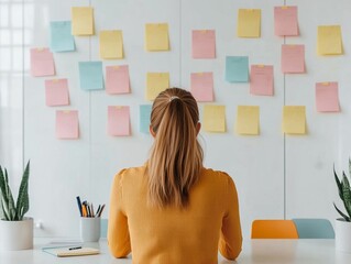 Energetic brainstorming led by a young American woman, diverse team engaged around a vibrant office table, creative energy evident