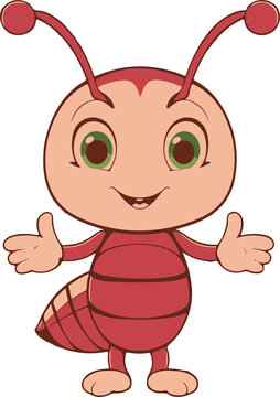 recommend clip art: Illustration of cute ant cartoon. Cute Ant Cartoon Presenting Animal Nature Icon