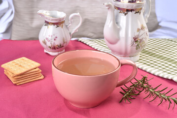 cup of detox green tea, natural drink breakfast snack