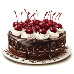 Chocolate Cake with Cherries and Drizzled Chocolate Glaze