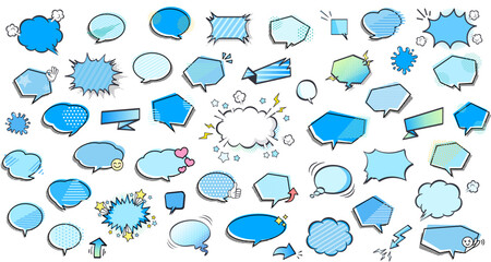 アメコミ風　吹き出しセット(フレーム　ふきだし　見出し　タイトル)	