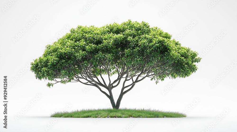 Poster Isolated green tree on white background Trees isolated on white background tropical trees isolated used for design advertising and architecture : Generative AI