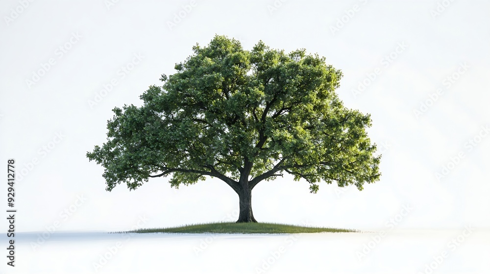Aufkleber An oak tree grows in spring  on isolated white background : Generative AI
