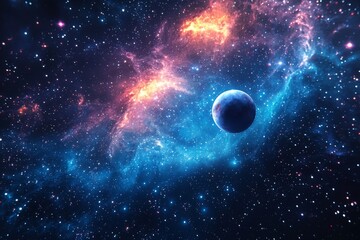 Space cosmic illustration with planets scene created with Generative AI