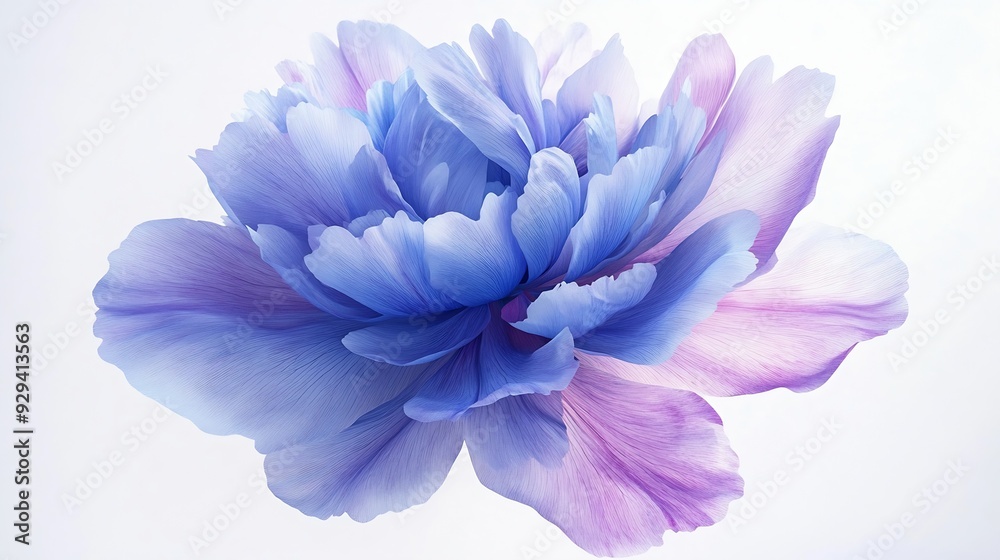Poster bluepurple peony flower on white isolated background with clipping path closeup for design nature : 