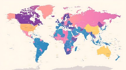 Fototapeta premium A World Map Highlighting Major Cities and Continents 