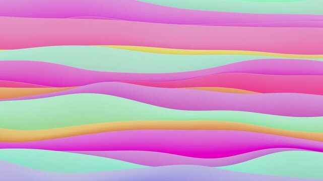 3D render of abstract wavy colorful background, 4K animated template