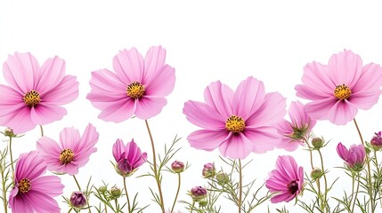 Obraz premium Pink cosmos flowers in a floral arrangements isolated on white background : Generative AI