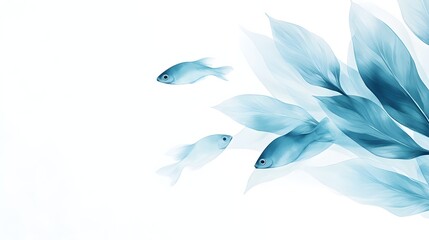 Fototapeta na wymiar Dynamic underwater scene of fish gliding between seaweed, shimmering scales in watercolor style