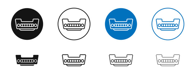 Car bumper vector icon in black and blue colors