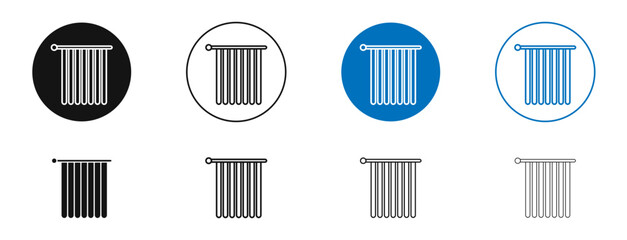 Shower curtain vector icon in black and blue colors