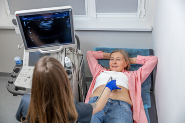 Female mature woman having an ultrasonography procedure