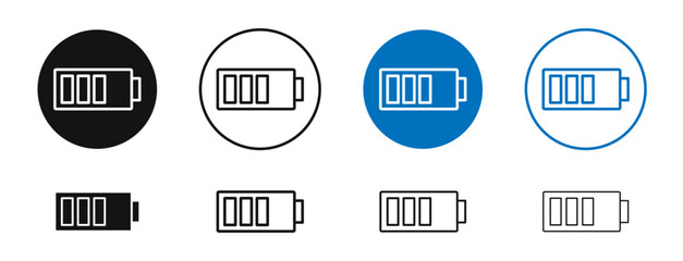 Battery vector icon in black and blue colors