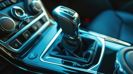 Fototapeta premium A close-up view of the gear stick in a car, ideal for automotive or transportation-related projects