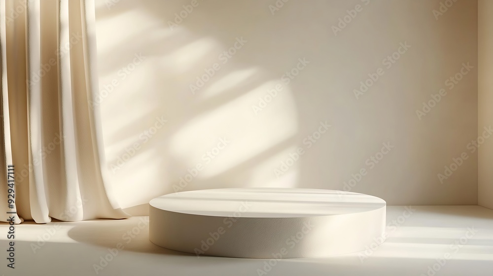 Aufkleber empty studio 3d exhibition background pastel creamy beige stage with soft natural abstract diagonal 