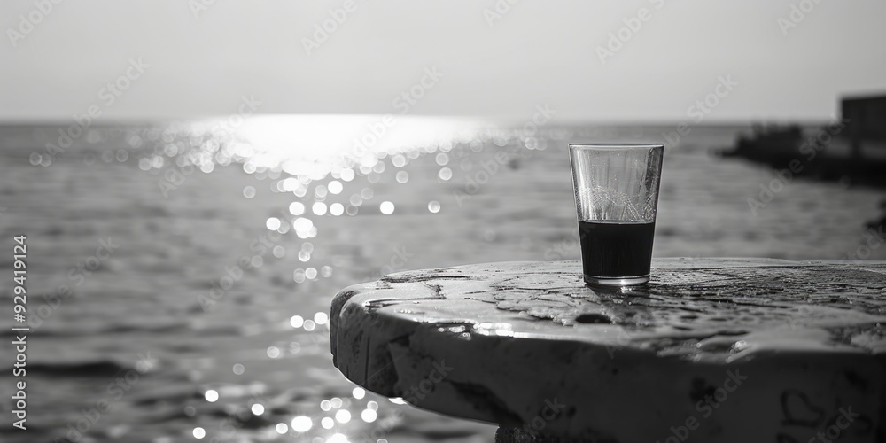 Poster A glass of water placed on a table with no surrounding context