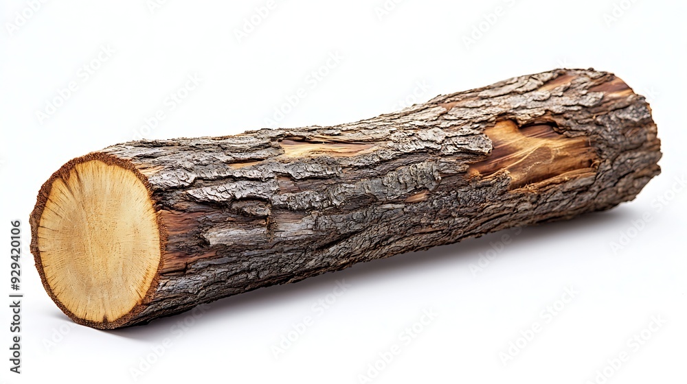 Poster wood log isolated on a white background : generative ai