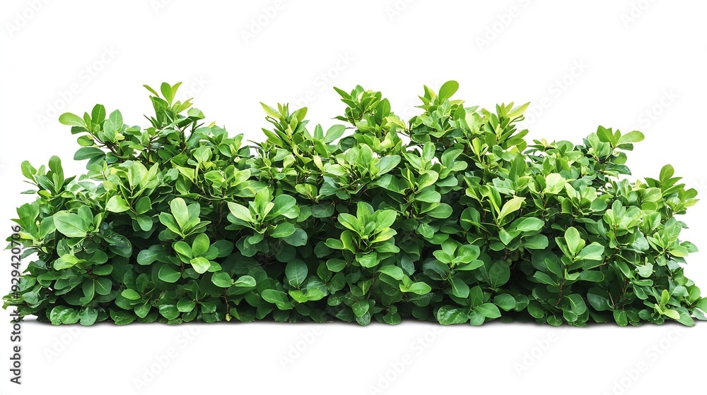 Poster tropical plant fence bush green shrub tree isolated on white background with clipping path : generat